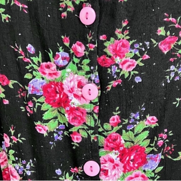 Dreams of Gauze Boho Artsy Cottagecore 80s 90s Floral Maxi Dress SZ M Black - Picture 7 of 10